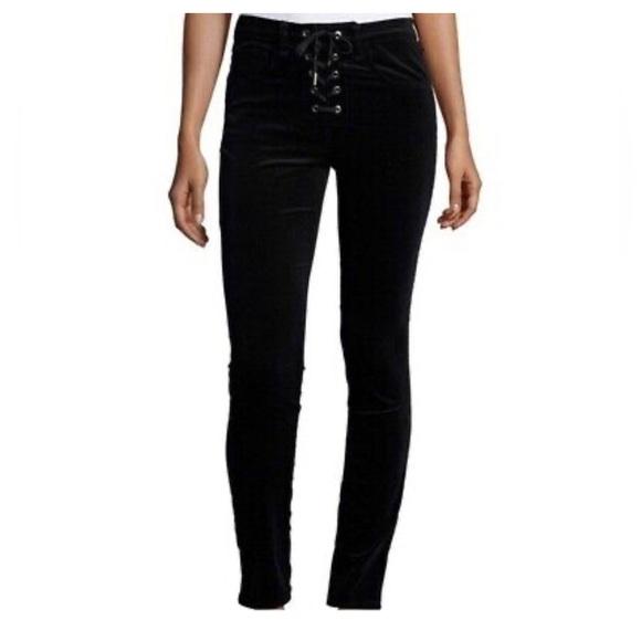 rag & bone Denim - Rag & Bone Lace Up Velvet Jeans Black